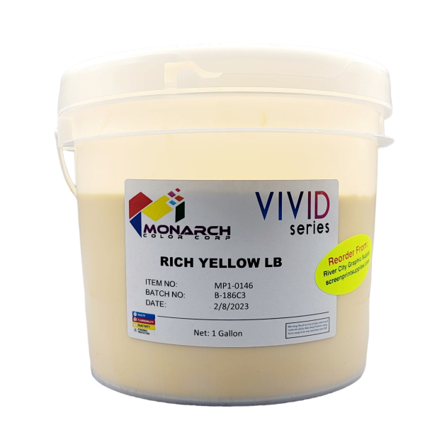 Monarch Vivid LB Rich Yellow Plastisol Ink – Soft and Creamy Screen Printing Ink